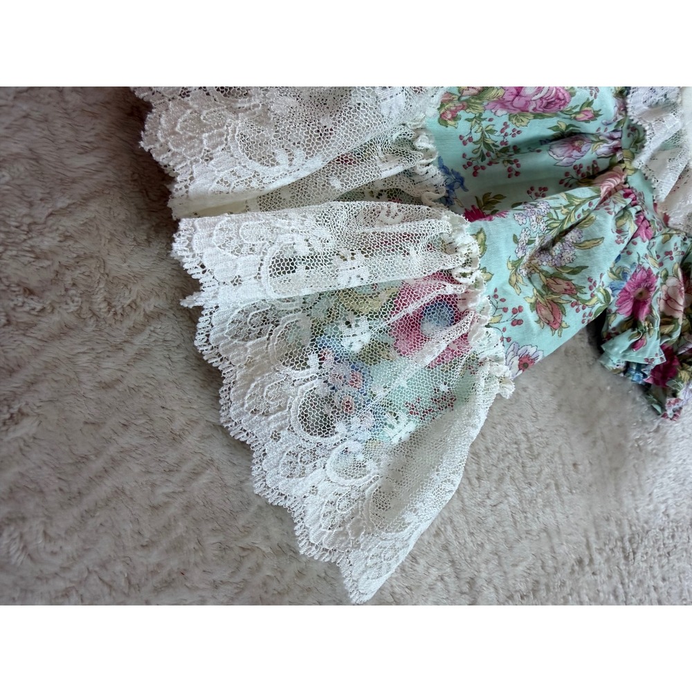 Allison Ann Vintage Floral Lace Preemie Baby Dress Pink Blue Cotton Made in USA - Picture 5 of 12